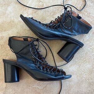 Jeffrey Campbell lace- up Cage heels  Black genuine leather heeled sandals
